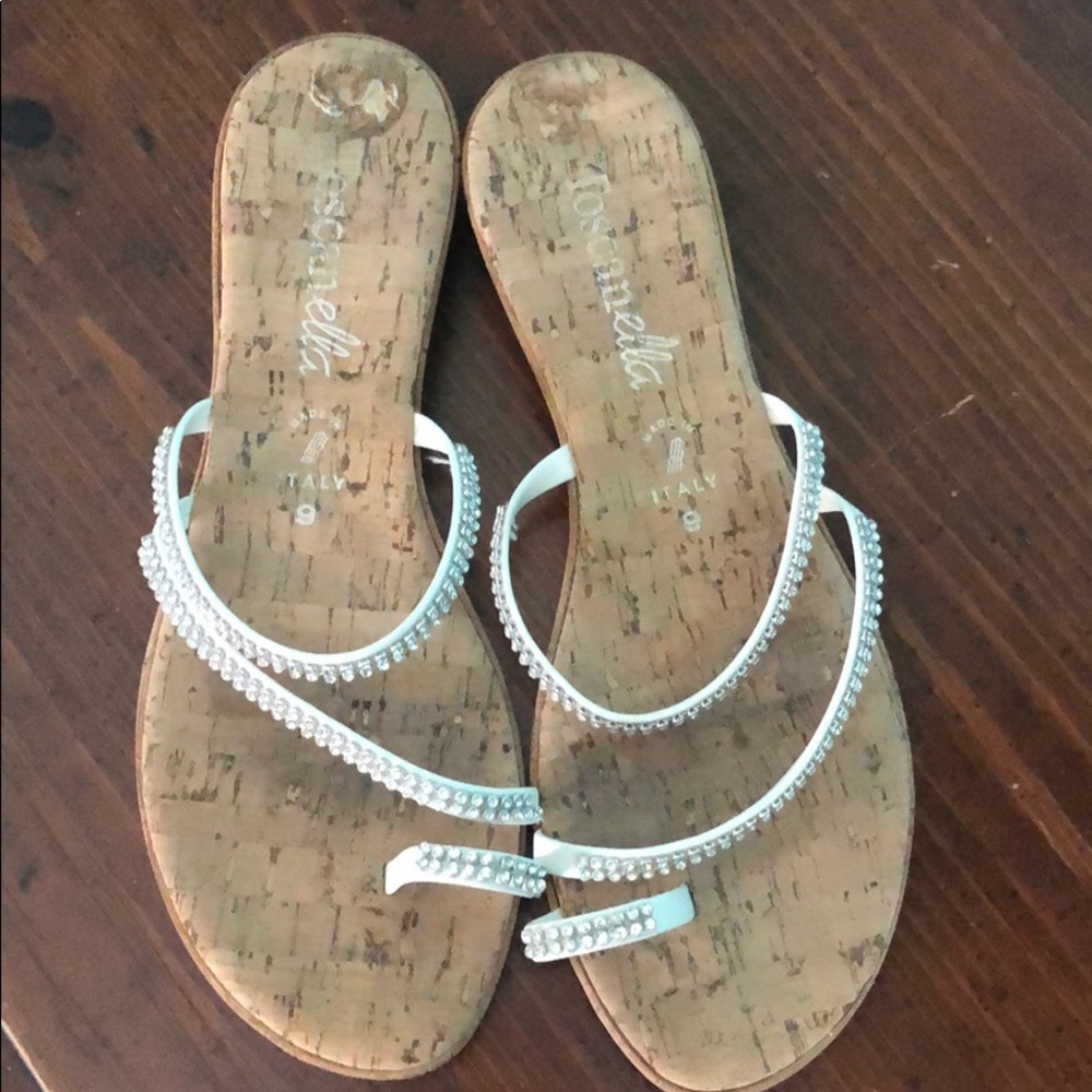 Cork and rhinestone sandals